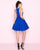 Mac Duggal - 2071N Bead Embellished Deep V-neck A-line Dress in Blue