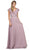 Dancing Queen - 2072 Butterfly Sleeve Wrap Evening Gown in Brown