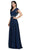 Dancing Queen - 2072 Butterfly Sleeve Wrap Evening Gown in Blue