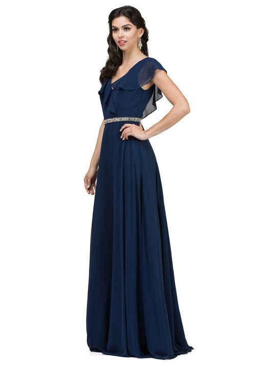 Dancing Queen - Butterfly Sleeve Wrap Gown 2072 I Blue