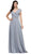 Dancing Queen - 2072 Butterfly Sleeve Wrap Evening Gown in Silver
