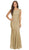 Eureka Fashion - 2072 Sleeveless Lace Sequins Mermaid Gown in Gold