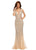 Jovani - Sleeveless V-Neck Mermaid Gown in Silver/Nude 20736 in Silver and Neutral