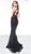 Colors Dress - 2073 Beaded Halter Trumpet Dress With Train In Black