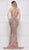 Colors Dress - 2073 Beaded Halter Trumpet Dress With Train In Pink