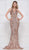 Colors Dress - 2073 Beaded Halter Trumpet Dress With Train In Pink
