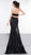 Colors Dress - 2074 Faille And Chiffon Halter Trumpet Dress With Train In Black