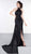 Colors Dress - 2074 Faille And Chiffon Halter Trumpet Dress With Train In Black
