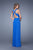 La Femme - 20765 Adjustable Strap Ruched Evening Gown In Blue