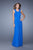 La Femme - 20765 Adjustable Strap Ruched Evening Gown In Blue