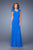 La Femme - 20765 Adjustable Strap Ruched Evening Gown In Blue