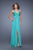 La Femme - 20774 Strappy Ruched Slit Evening Gown In Green