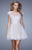 La Femme - 20781 Embellished Illusion Bateau A-line Dress In White