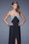 La Femme - 20784 Crystal Crusted Empire Gown in Black