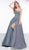 Colors Dress - 2078 Glitter Knit Modified Scoop Ballgown With Train In Purple and Multi-Color