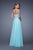 La Femme - 20798 Dazzling Strapless Sweetheart Lace Evening Gown In Blue and Green