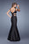 La Femme - 20813 Sleeveless Polka Dot Print Mermaid Gown In Black and Print