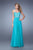 La Femme - 20822 Strapless Cutout Applique Gown in Blue and Green