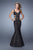 La Femme - 20824 Cut Out Lace Mermaid Gown In Black