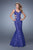 La Femme - 20824 Cut Out Lace Mermaid Gown In Blue