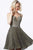 Jovani - 2083 Embellished Deep V-neck Pleated A-line Dress  In Gold