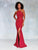 Clarisse - 3832 Strappy Halter Evening Gown with Slit In Red