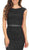 Eureka Fashion - Cap Sleeve Floral Lace Illusion Midriff Gown 2085 In Black