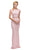 Eureka Fashion - 2085 Cap Sleeve Floral Lace Illusion Midriff Gown In Pink