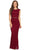 Eureka Fashion - 2085 Cap Sleeve Floral Lace Illusion Midriff Gown In Red