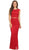 Eureka Fashion - 2085 Cap Sleeve Floral Lace Illusion Midriff Gown In Red
