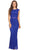 Eureka Fashion - 2085 Cap Sleeve Floral Lace Illusion Midriff Gown In Blue