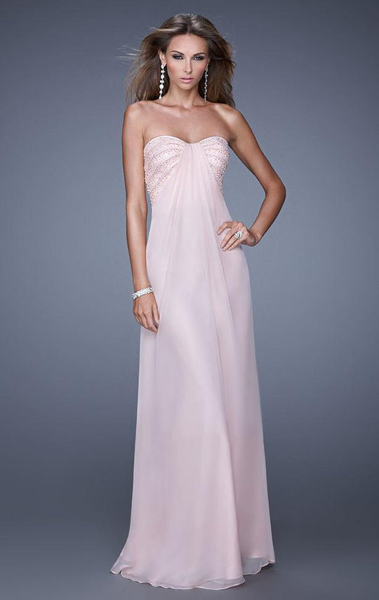 La Femme - 20850 Embellished Strapless Evening Dress - 1 pc Blush In Size 10 Available