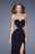 La Femme - 20855 Strapless Pearl Embellished Gown In Black and Gold