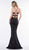 Colors Dress - 2085 Metallic Knit Plunging V-neck Trumpet Dress In Black