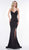 Colors Dress - 2085 Metallic Knit Plunging V-neck Trumpet Dress In Black