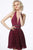 Jovani - 2086 Halter Neckline Pleated Glitter Knit Cocktail Dress in Red