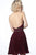 Jovani - 2086 Halter Neckline Pleated Glitter Knit Cocktail Dress in Red