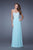 La Femme - 20861 Jeweled Applique A-line Gown in Blue