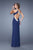 La Femme - 20865 Leaf Embroidered One Shoulder Strap Gown In Blue
