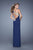 La Femme - 20865 Leaf Embroidered One Shoulder Strap Gown In Blue