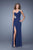 La Femme - 20865 Leaf Embroidered One Shoulder Strap Gown In Blue