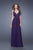 La Femme - 20867 Beaded Lace Ruched Halter Evening Gown In Purple