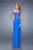 La Femme - 20869 Strapless Sheer Lace Evening Gown In Blue
