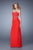 La Femme - 20869 Strapless Sheer Lace Evening Gown In Red