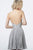 Jovani - 2087 Halter Plunging Neckline Pleated Glitter Short Dress in Silver