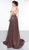 Colors Dress - 2088 Metallic Wrap-Banded High Slit Gown In Red and Multi-Color