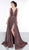Colors Dress - 2088 Metallic Wrap-Banded High Slit Gown In Red and Multi-Color