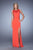 La Femme - 20894 Sleeveless Illusion Lace Gown in Red and Orange