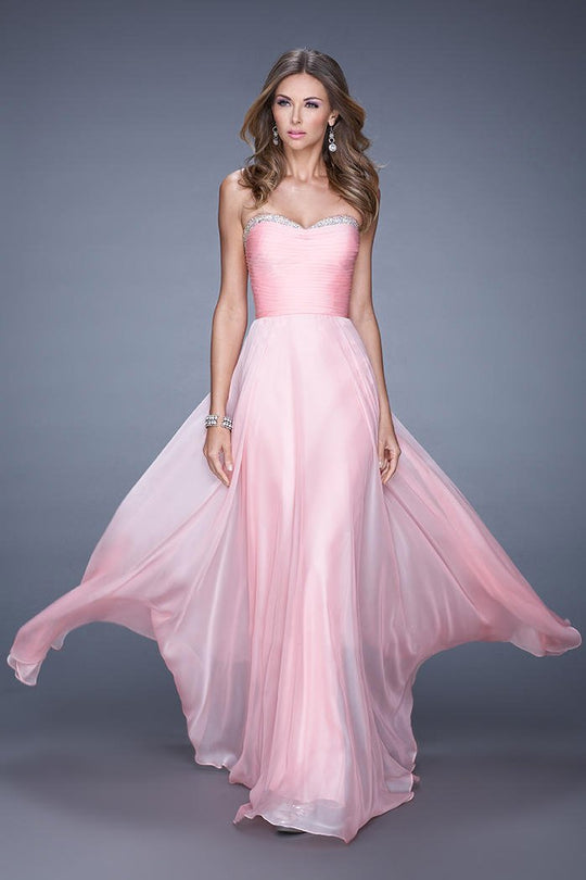 La Femme - 20901 Jewel Trimmed A-Line Gown In Pink