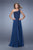 La Femme - 20907 Beaded Asymmetric A-line Dress In Blue